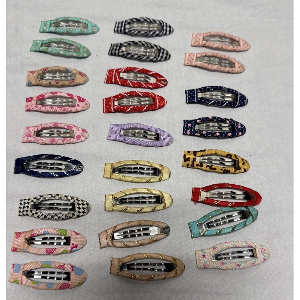 Lot of 26 hair clip Fabric covered Multi colored 2" little girl adult
